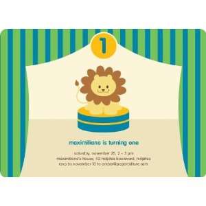  King of the Big Top Tent, Lion Birthday Party Invitations 