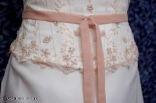 Eden Bridals 8033 Ivory w/ Tan Embroidery Wedding Dress NWT  