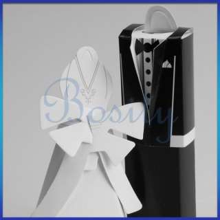 Pair Tuxedo Dress Wedding Bridal Party Favor Candy Gift Boxes Ivory 