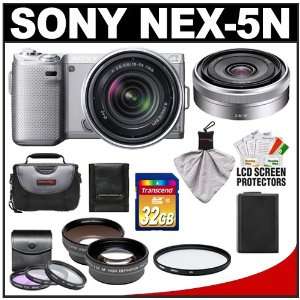  NEX 5N Digital Camera Body & E 18 55mm OSS Lens (Silver) with 16mm 