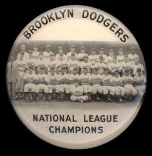 1952 Brooklyn Dodgers Pin Back Button National League Champions