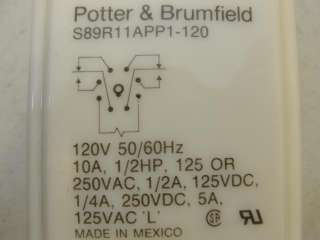 26282 NEW Potter & Brumfield S89R11APP1 120 Relay 120V  