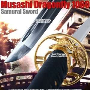  Handmade Musashi Dragonfly 1060 Samurai Katana Sword Gold 