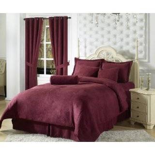 Chezmoi Collection 5 Pieces Solid Burgundy Microsuede Comforter/bed in 