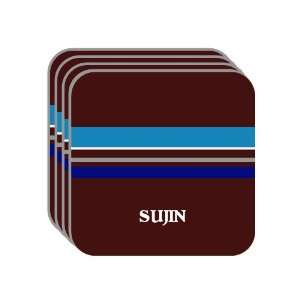 Personal Name Gift   SUJIN Set of 4 Mini Mousepad Coasters (blue 