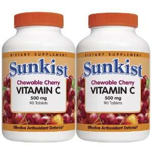  Sunkist Vitamin C 500mg Chewable Cherry Tablets, 90  Count 