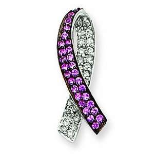   Breast Cancer Pink Sapphire and Diamond Slide GEMaffair Jewelry
