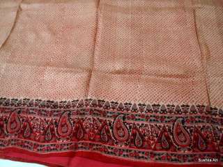   Indian Pre Owned Vintage Sari Fabric with AO kaire Butta Print  