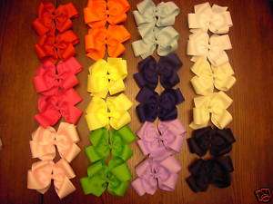 LOT OF 24 MEDIUM BOUTIQUE HAIRBOWS ON ALLIGATOR CLIPS  