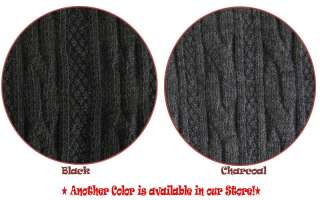 Black ★Cable Stirrup ★Warm & Soft Knit Sweater Tights / Leggings 