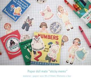 Post it Sticky Memo Pads Kids Paper Doll Mate 4 Colors  