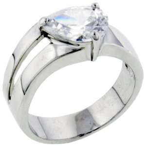    Forked Band Pear Cubic Zirconia Promise Ring Pugster Jewelry
