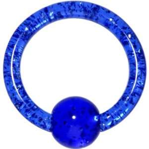  12 Gauge Dark Blue Glitter Ball Captive Ring Jewelry