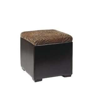   Fabric Storage Ottoman with Wood Serving Tray DTR817