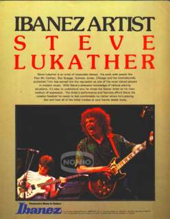 STEVE LUKATHER IBANEZ GUITAR PINUP AD vtg 80s Toto  