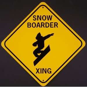  SNOWBOARDER XING Aluminum Sign