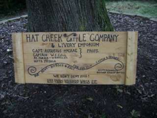 Lonesome Dove Hat Creek Cattle Company Sign LARGE Pine  
