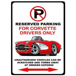   Chevrolet Corvette Muscle Car toon No Parking Sign 