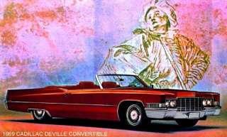1969 CADILLAC DEVILLE ~ CONVERTIBLE (RED) ~ MAGNET  