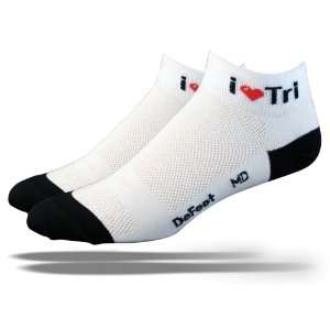 DeFeet Mens Speede I Love Tri Sock, White, Medium Sports 