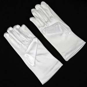 Wedding Flower Girl White Satin Wrist Gloves Large Size 8 12 Ideal for 