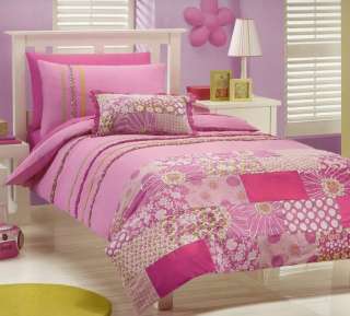 Pink Patch Cotton Ruffle Double Quilt/Doona Cover New  