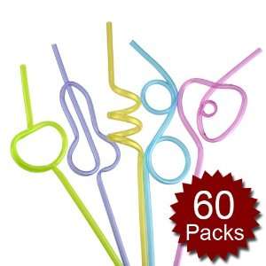  (Price/60 Packs)Crazy Plastic Fun Loop Drinking Straws, 5 