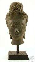 Bronze Antique CAMBODIAN GODDESS HEAD STATUE ART  