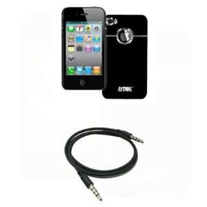  Apple iPhone 4 / 4S Deluxe Black Rubberized with Chrome Ring Stealth 