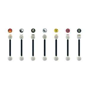 316L Surgical Steel Flexible Shaft Barbell with Mud Flap Girl Logo 