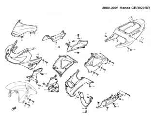 CBR929RR Honda 00 01 Fairing Bolts Complete bolt kit  