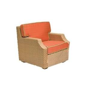  Woodard Domino Antique Honey Wicker Lounge Patio Chair 