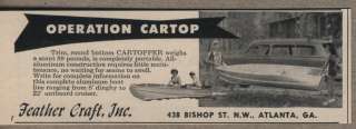 1955 Vintage Ad Feather Craft Cartopper Boats Operation Cartop  