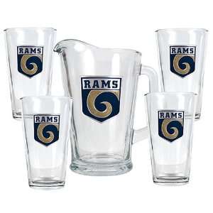  St. Louis Rams Pitcher and 4 Piece Glass Set Sports 