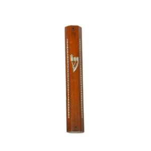   Centimeter Octagonal Mezuzah of Rosewood with Gold Hebrew Letter Shin