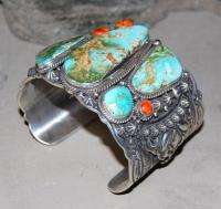 Navajo D Becenti Royston Turquoise Spiny Shell Bracelet  