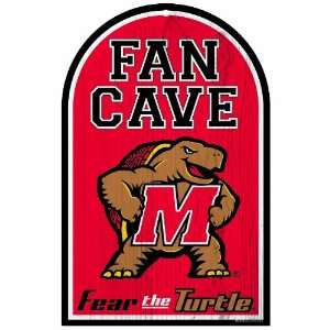 NCAA University Of Maryland Fear The Turtle Logo 11 by 17 Wood Sign 