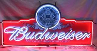   Large Budweiser Neon Beer Sign Bar Light Classic Label Logo  