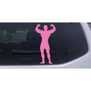 Body Builder Sports Car Window Wall Laptop Decal Sticker    Pink 4in X 