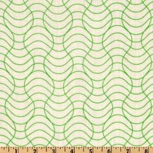 44 Wide I Heart Wavey Lines Green Fabric By The Yard 