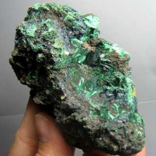 large AZURITE crystal covered by MALACHITE  AZ139  