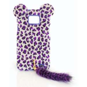 Purple Leopard Print Case With Detachable Furry Tail for 