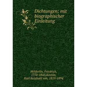   1770 1843,KÃ¶stlin, Karl Reinhold von, 1819 1894 HÃ¶lderlin Books