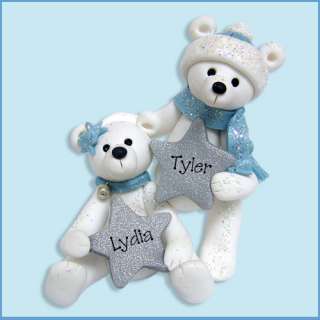 POLAR BEAR FAMILY / COUPLES Polymer Clay Personalized Christmas 