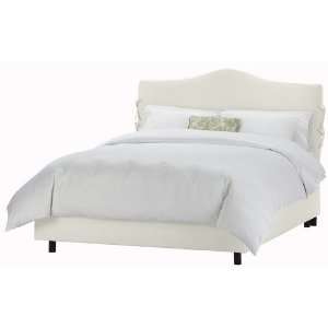 Skyline Furniture Arc Slipcover Bed in Twill White   Queen  