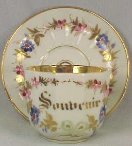 Superb Vintage FLOWERS SOUVENIR CUP & SAUCER Porcelain  