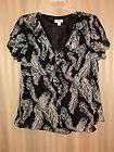 CATO PLUS SIZE 2X 18/20W BLACK W WHITE FEATHER PRINT SHEER LINED 