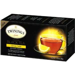Twinings Premium Black Tea, Lemon Twist, 25 Ct Box  