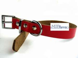 PERSONALIZED Genuine LEATHER Pet Dog Cat Collar RED xs  