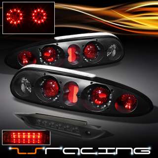 93 02 CHEVY CAMARO LED HALO RING BLACK TAIL LIGHTS LAMPS + LED 3RD 
